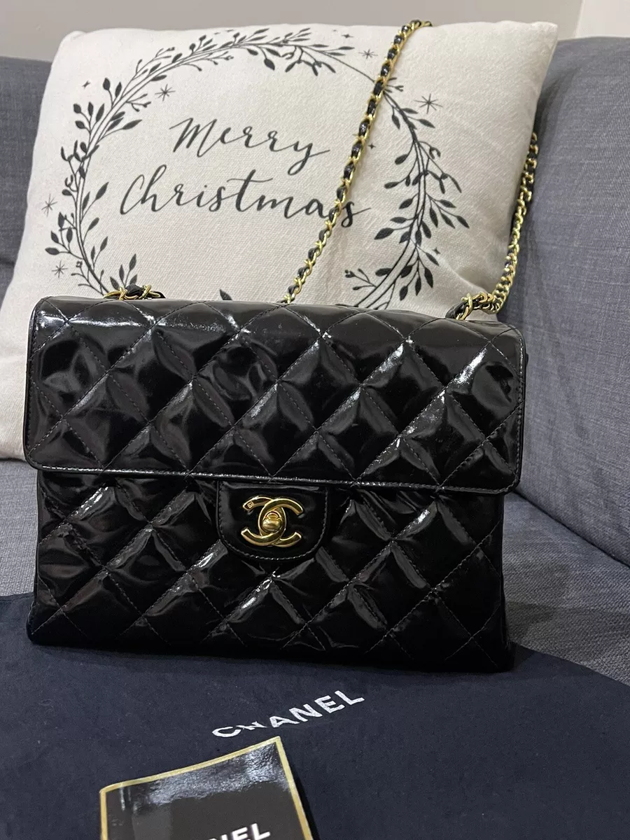 CHANEL Black Patent Leather Vintage Box Shoulder Bag - The Purse