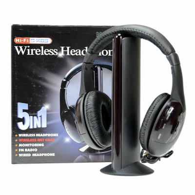 Cuffie Stereo Wireless 5 IN 1 Senza Fili WIFI Cuffia per Pc Tv Mp3 con  MICROFONO | eBay