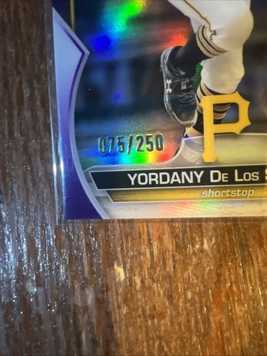 Yordani Yordany De Los Santos 2023 Bowman Chrome Prospects Purple Refractor /250 - Picture 7 of 7