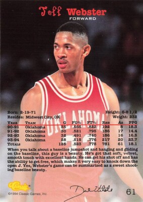 Jeff Webster Classic 1993-94 Basketball Card #61 | eBay