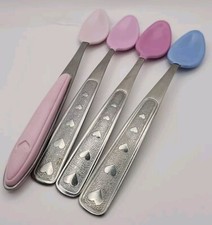 4 VTG Munchkin Baby Spoon Rubber 1996 90s Stainless Steel Pink Blue Tip Infant