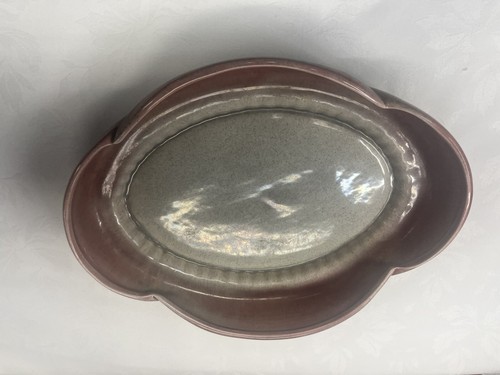 West Coast Pottery 617 Console Fruit Dish Candle 617 Pink / Grey Scalloped - Picture 2 of 11