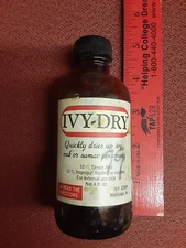 Vintage Ivy Dry Medicine 4 oz Bottle Empty Brown Glass About 5 inches tall