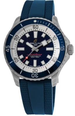 Breitling Superocean Automatic 42 Blue Dial Rubber Men's Watch A17375E71C1S1
