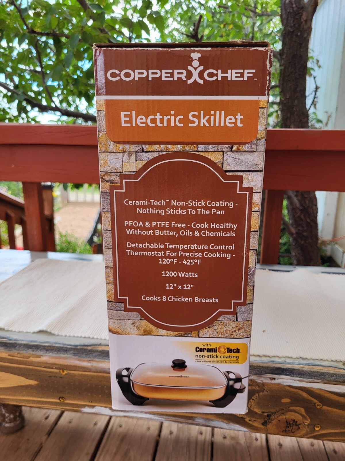 Copper Chef Electric Skillet. 12" x 12" NEW, Simmer Saute Steam & Fry