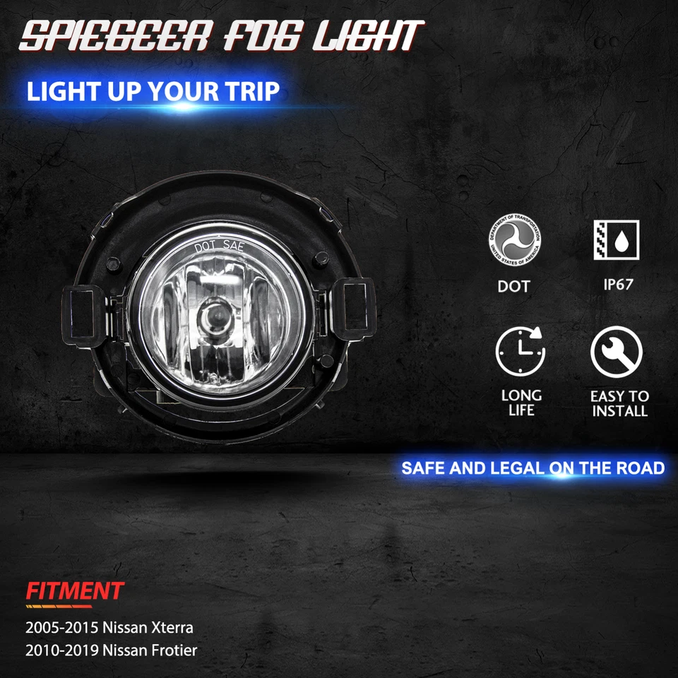 Fog Lights Assembly for 2005-2015  Nissan Xterra 2010-2017 Frontier with Bubls Foto 3 de 4
