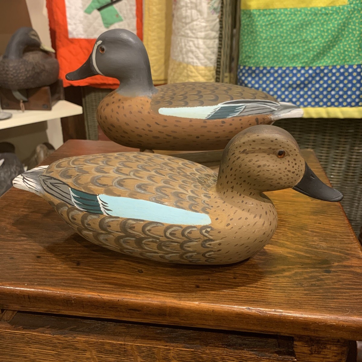 Vintage Virgil Lashbrook Illinois River Pair Of Blue Wing Teal