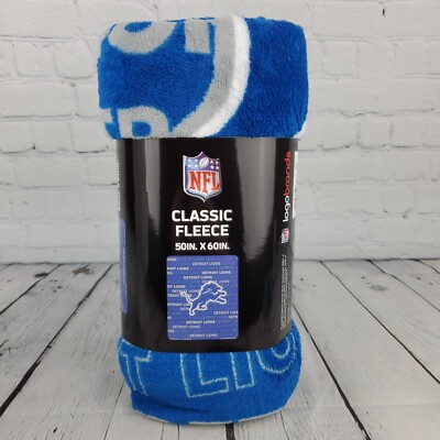 Detroit Lions Fleece Throw Blanket 50'' x 60'' Honolulu Blue Gray White ***NEW***