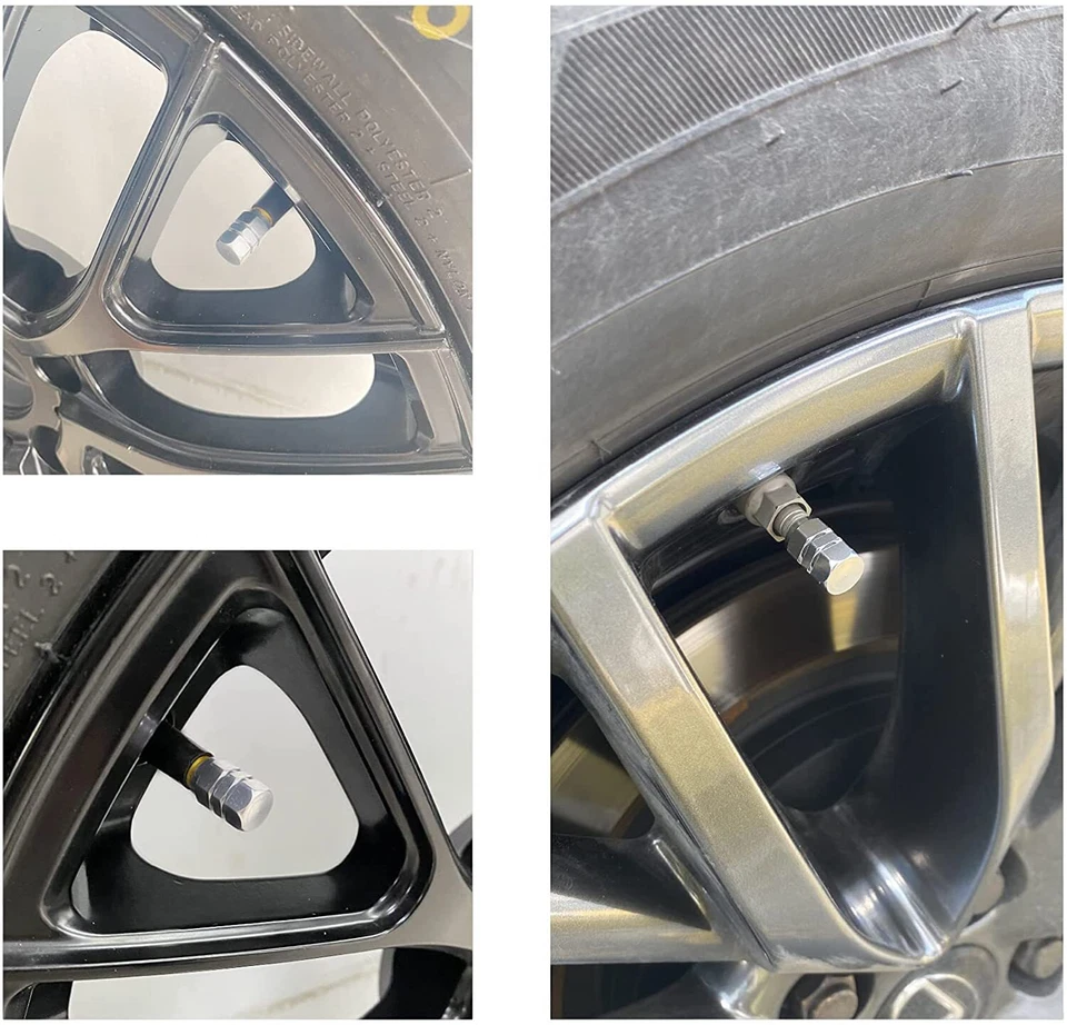 4X Vástago de válvula de rueda/neumático de aluminio plateado para GMC Sierra 1500 2500 3500 Foto 4 de 4