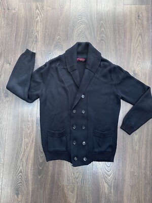 Zara Button Up Black Knitted Cardigan Shawl Neck Sweater Men Size XL SEE  DESCRIP UK