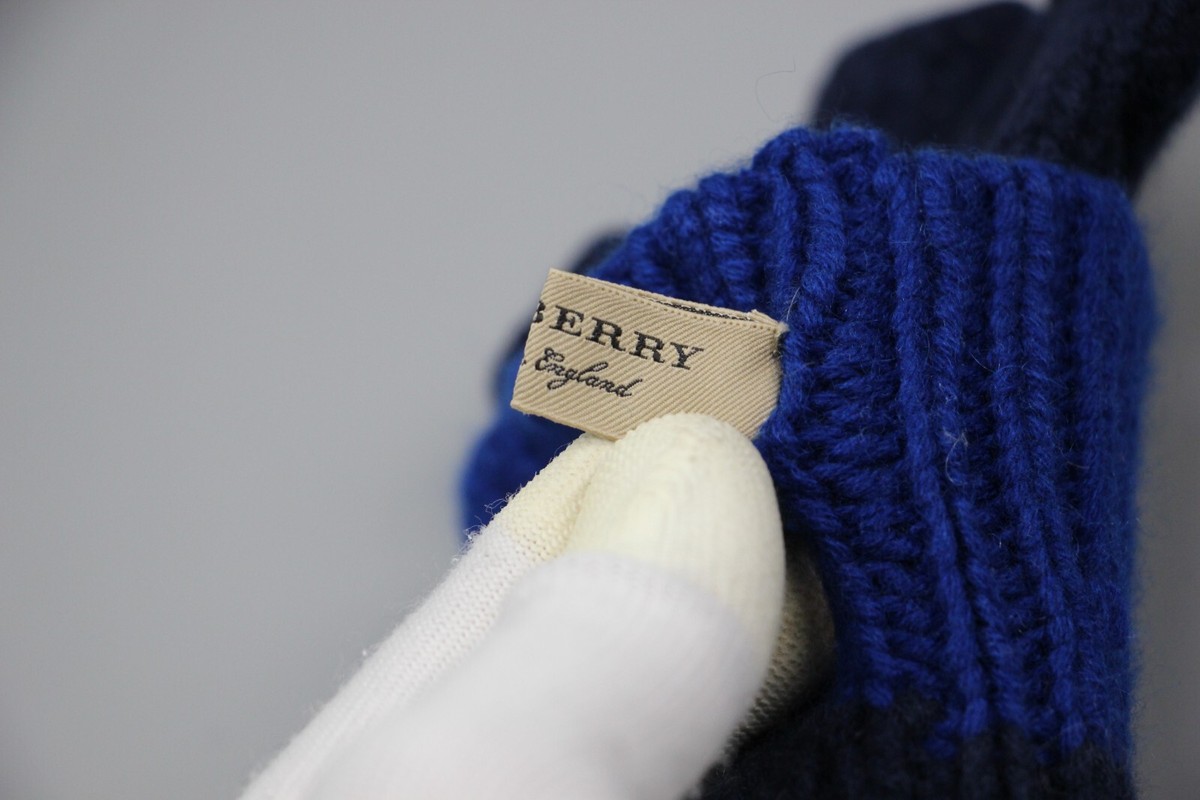 手袋 BURBERRY ELECTRIC BLUE CASHMERE BLEND GLOVES BURBERRY Cashmere Fingerless Cable Knit gloves In Blue One
