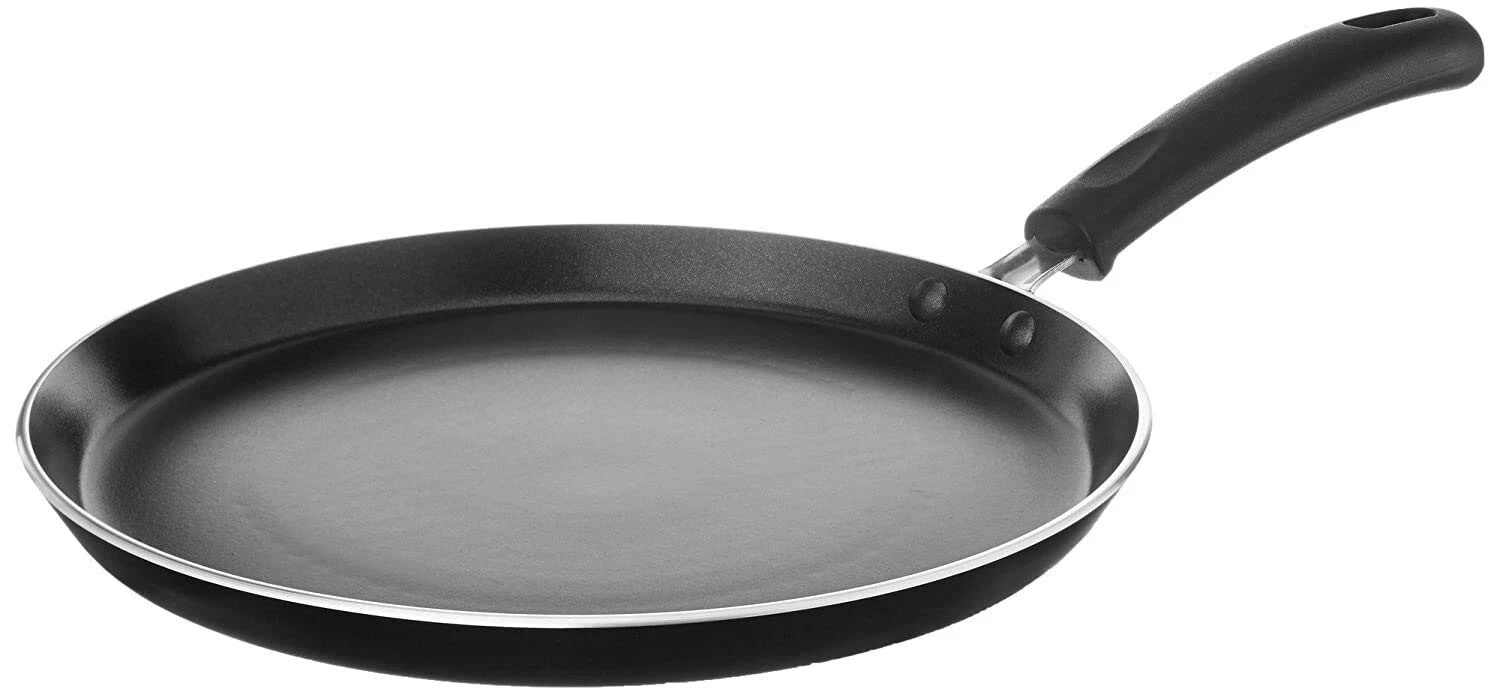 Non-Stick Flat Tawa Pan 25 Cm - Induction and Gas Compatible Black