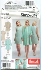 SIMPLICITY S0861/1168 MISSES' DRESS & LINED COAT OR JACKET SZ 6-14 UNCUT 2015