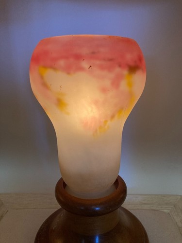 Muller Freres ~ PAIR LUNEVILLE LAMP SHADES ~ Pink Antique French Art Glass - Picture 9 of 9