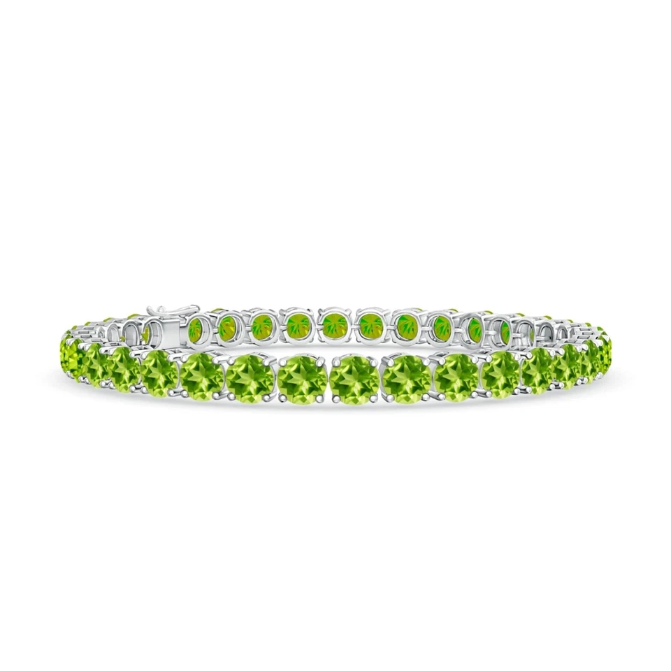 Brazalete de tenis redondo de peridoto de plata de ley 925 de 5,00 mm con chapado en rodio Foto 4 de 4