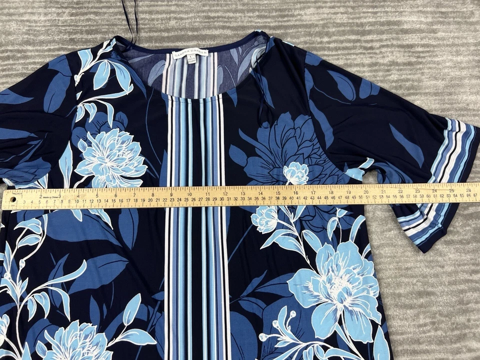 Sandra Darren Dress Womens Large Blue Floral Shortsleeve Casual - Imagem 4 de 4