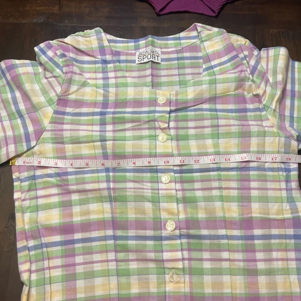 Blusa Jaclyn Smith Sport Vintage Xadrez Multicolorido - Imagem 3 de 4