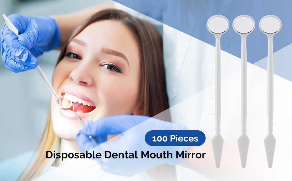 100-Pack Disposable Dental Mirrors – Teeth Reflector For Hygiene, Dentist Use, Odontoscope