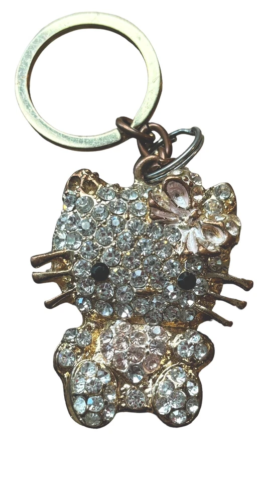 Llavero Hello Kitty 3D Blanco Y Rosa Cristal Y Tono Cobre Foto 2 de 4