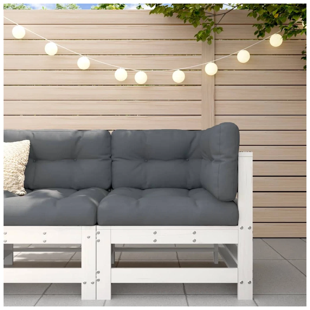 vidaXL Corner Sofa with Cushions White Solid Wood Pine