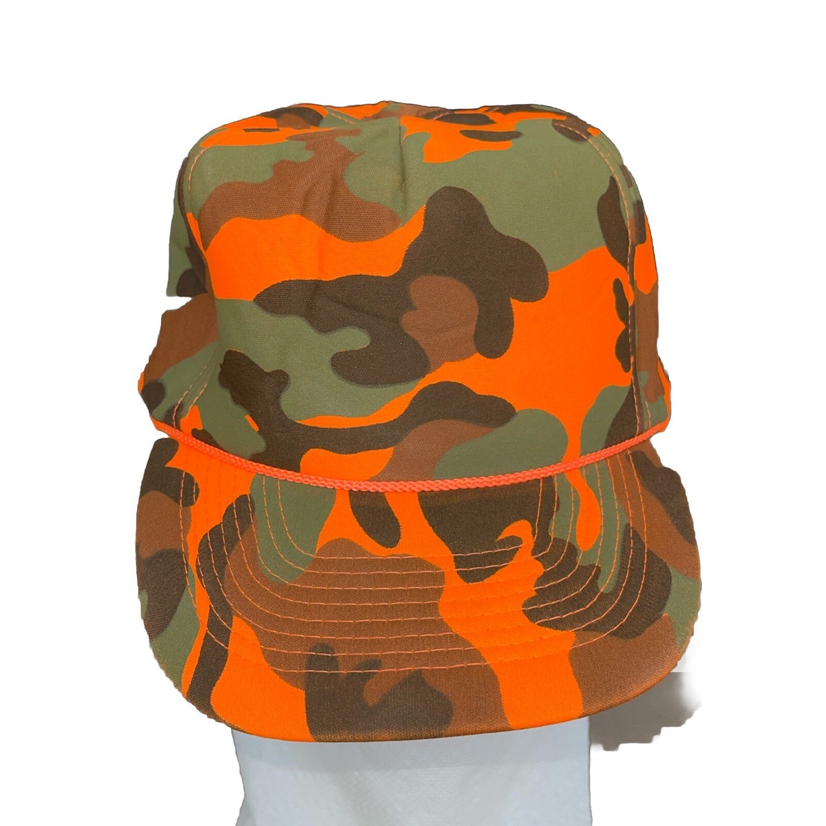 Vintage Cobra Caps Blaze Orange Camo Foam Trucker Hat Snapback