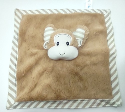 Gund Baby Silly Stripes Monkey Lovey Security Blanket Brown Cream 12" Square - Picture 15 of 15
