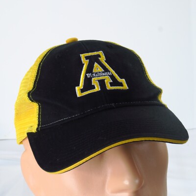 Appalachian State Mountaineers NCAA Black Gold Mesh Strapback Hat Football OSFM