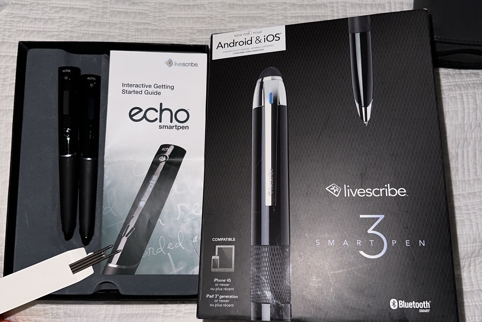 TWO Livescribe 3 Smartpens No Charger & 4 Ink Refill 4gb & 8gb Read