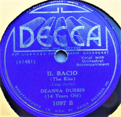 Deanna Durbin 78rpm Single 10-inch Decca Records #1097 Someone To