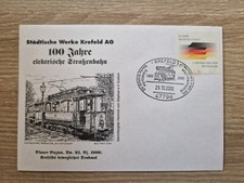 post Sonderstempel 100 Jahre elektrische Stra&szlig;enbahn st&auml;dtische Werke Krefeld AG