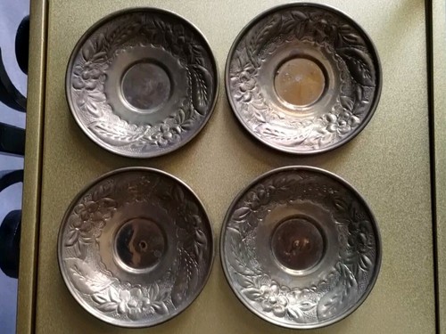 Vintage Turkish Brass Cups & Saucers Set of 4 - Picture 4 of 8