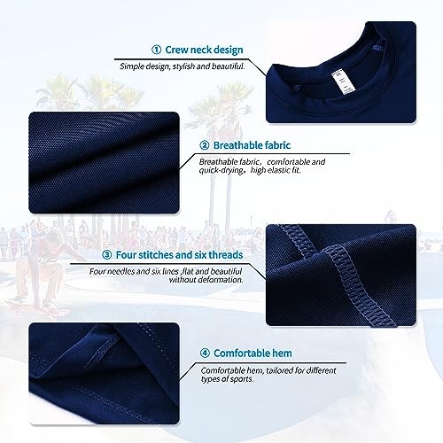 Men's Compression Long Sleeve Shirts, Cool Dry Sport Workout Small Navy Blue-1 - Picture 7 of 7