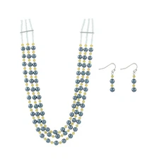 The Skyline Collection Tahitian Layered Beaded Necklace and Earring Set