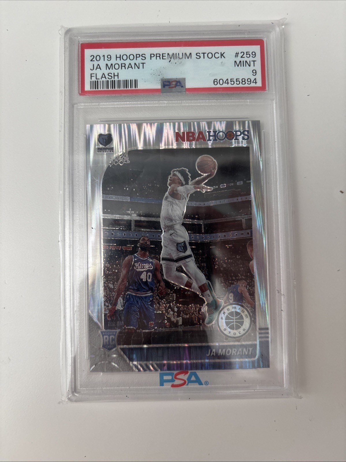2019-20 Panini NBA HOOPS Premium Stock Ja Morant #259 Flash Prizm (RC) PSA 9