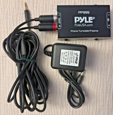 PYLE PRO PP999 Phono Turntable Pre-Amplifier + Power Cable + 16ft Cable