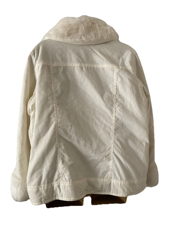 Chaqueta Paris Blues Outerwear Mujer Cuello Piel Sintética Pana Y2K Off White Talla 1X Foto 4 de 4