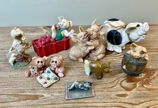 Vintage Pig Figurine Lot of 10 Castagna Resin Ceramic Pewter Stone Farm Decor