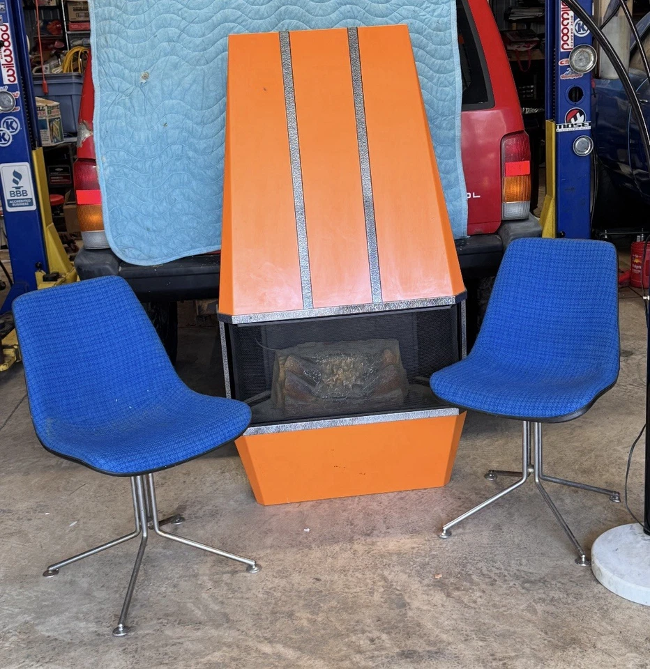 Juego de 2 sillas MCM vintage azules y cromadas Foto 2 de 2