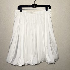 BCBGMAXAZRIA White Bubble Skirt Women  s 8 Pleated High Waist Knee Length Preppy