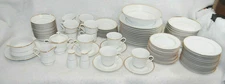 Royal Gallery Jessica 9005G White Dishes Gold Trim  Service for 12  91 Pcs L2769