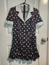 Elegant Black and White Polkadot Short Jumpsuit Size L