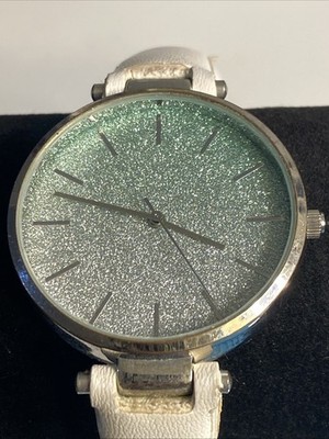 NY&C Watch New Battery Metal Flack Dial White Band