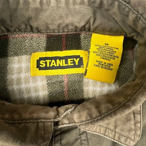 Stanley Canvas Shirt Jacket Mens M Brown Fleece Lined Insulated Workwear Shacket image 2