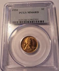 1934 PCGS MS-66RD LINCOLN WHEAT CENT AWESOME RED BEAUTY!