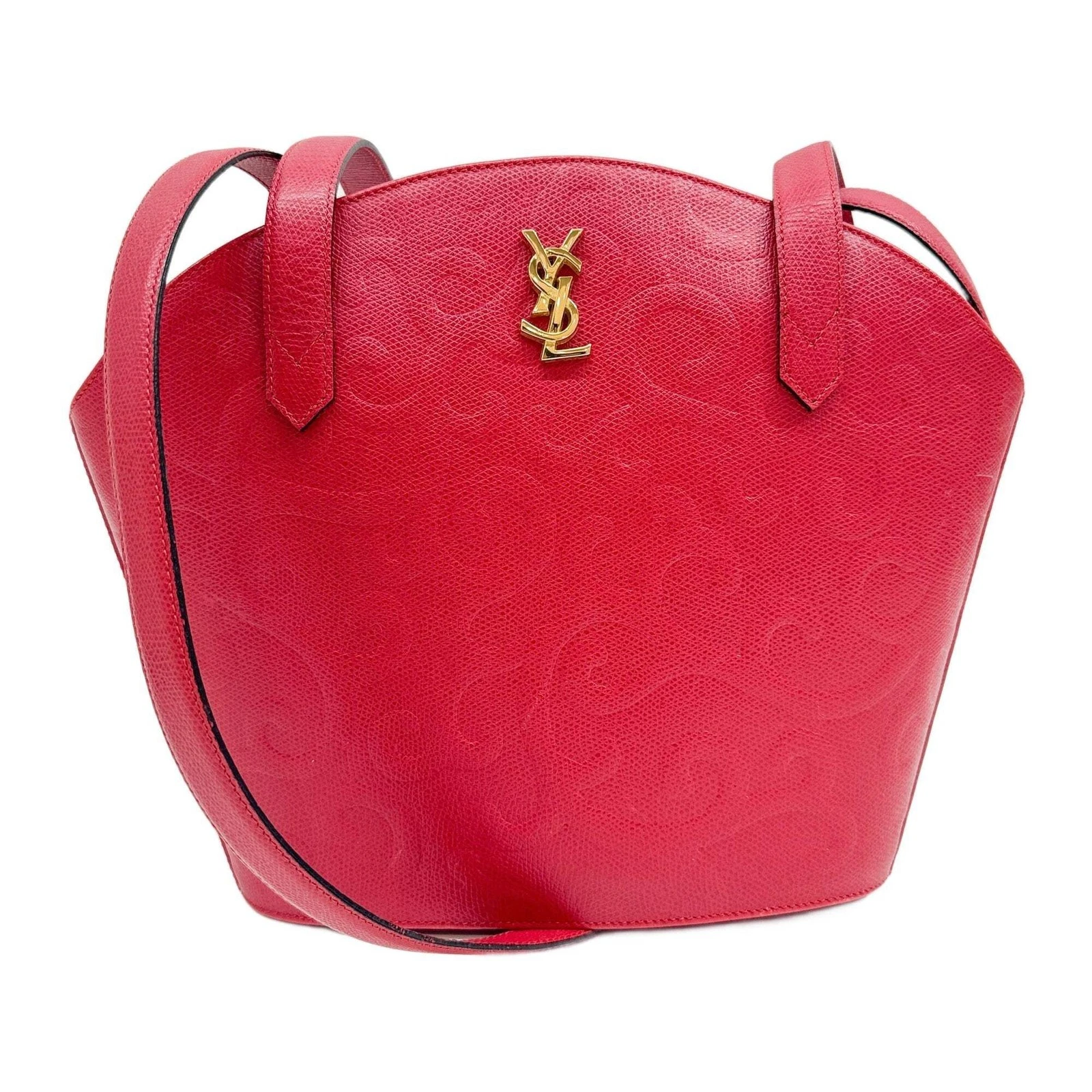 Saint Laurent — SAINT LAURENT Red Textured Leather Shoulder Bag