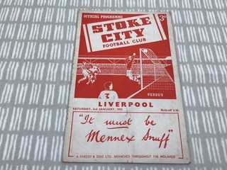 Stoke City v Liverpool 1952/53 Division 1 3rd January 1953