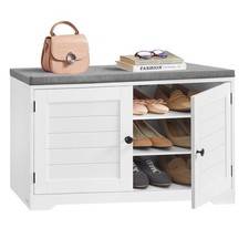 Shoe Storage Bench with Cushion, 3-Tier Entryway Bench with Padded Seat, Door...