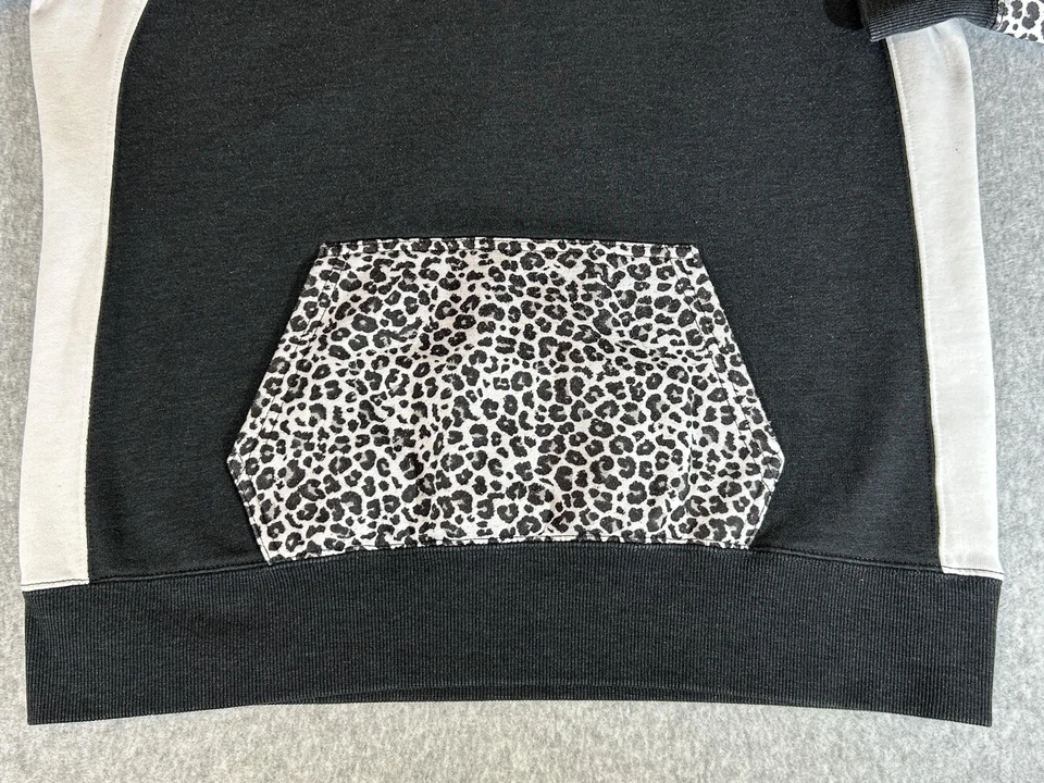 Sudadera con Capucha Hooey Para Mujer Mediana Negra Estampado Guepardo Raglán Sabana Pullover Polar Foto 2 de 4