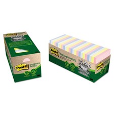 Post-it Greener Notes 3x3 in, 24 Pads, Pastel Colors, 100% Recycled, 8-Pack