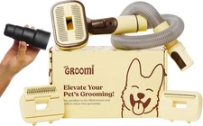 GROOMI Vacuum Pet Brush Kit – 3‑in‑1 Dog  Cat Grooming Tool, Self‑Cleaning De...